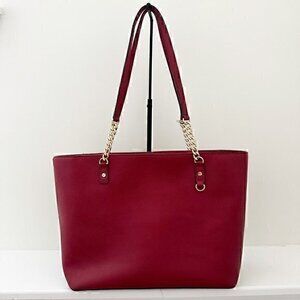 Michael Kors Jet Set Chain East West‎ Top Zip Leather Tote Bag Red